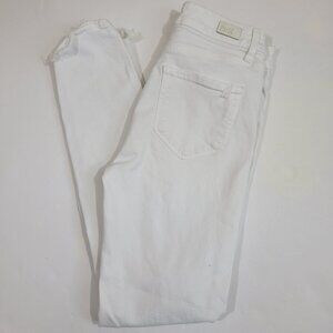 PAIGE Hoxton High Rise Skinny Distressed Raw Hem Jean, White Destruct
